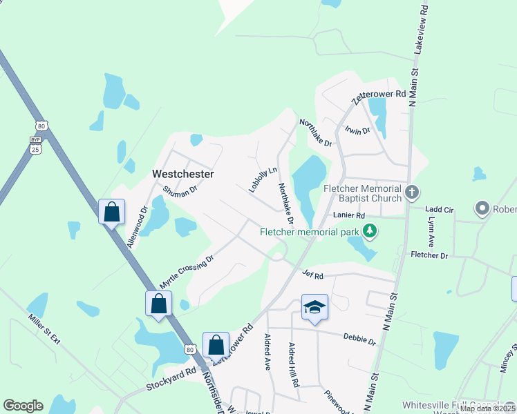 map of restaurants, bars, coffee shops, grocery stores, and more near 109 Oak Hollow Drive in Statesboro