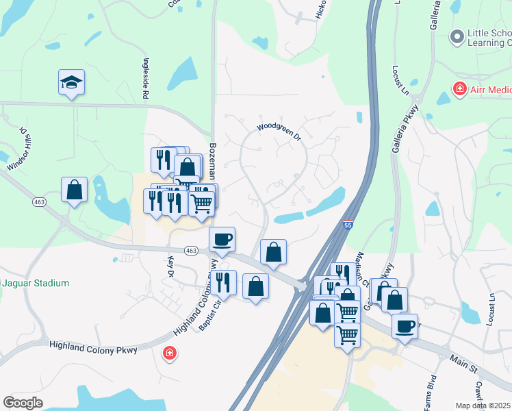 map of restaurants, bars, coffee shops, grocery stores, and more near 200 Woodgreen Drive in Madison