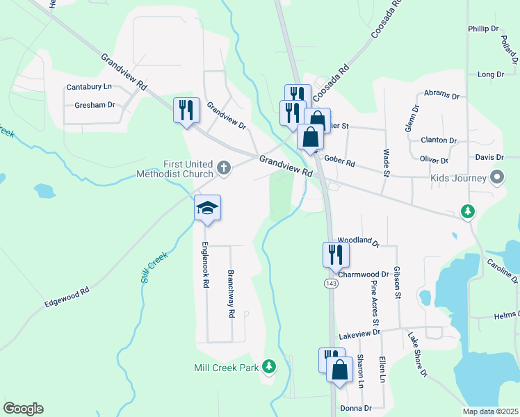 map of restaurants, bars, coffee shops, grocery stores, and more near 3113 Park Circle in Millbrook