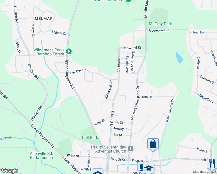 map of restaurants, bars, coffee shops, grocery stores, and more near 202 Willow Oak Court in Prattville