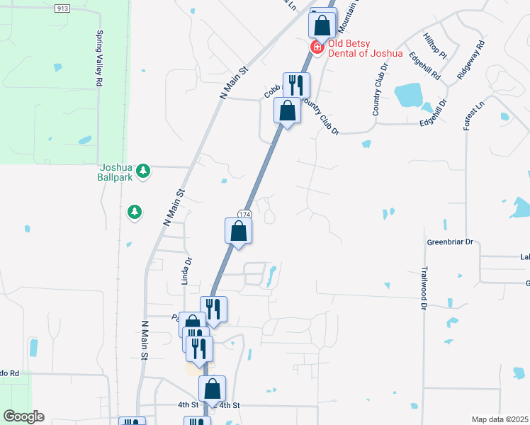 map of restaurants, bars, coffee shops, grocery stores, and more near 456 North Broadway Street in Joshua
