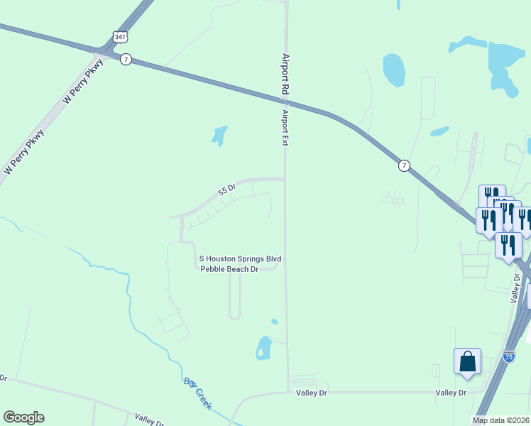 map of restaurants, bars, coffee shops, grocery stores, and more near 902 Quail Ridge Lane in Perry