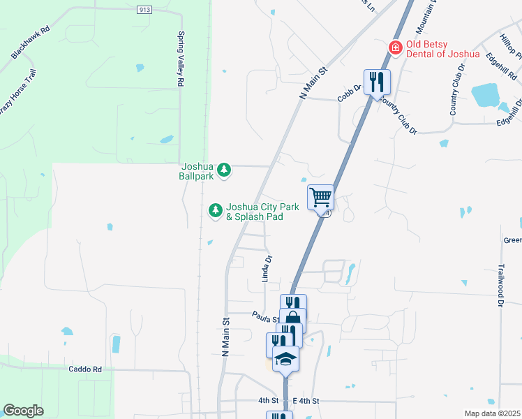 map of restaurants, bars, coffee shops, grocery stores, and more near 938 North Main Street in Joshua