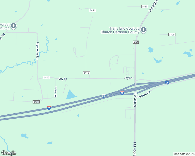 map of restaurants, bars, coffee shops, grocery stores, and more near 439 Joy Lane in Hallsville