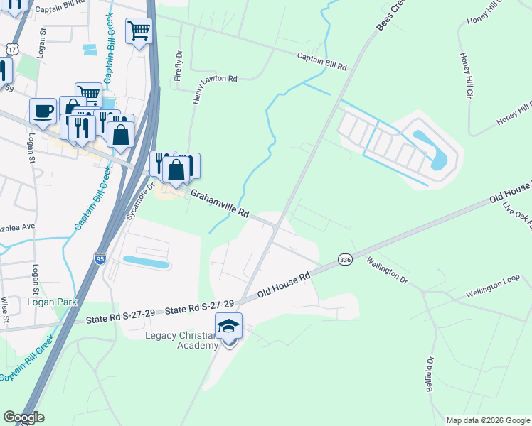 map of restaurants, bars, coffee shops, grocery stores, and more near 8855 Grahamville Road in Ridgeland