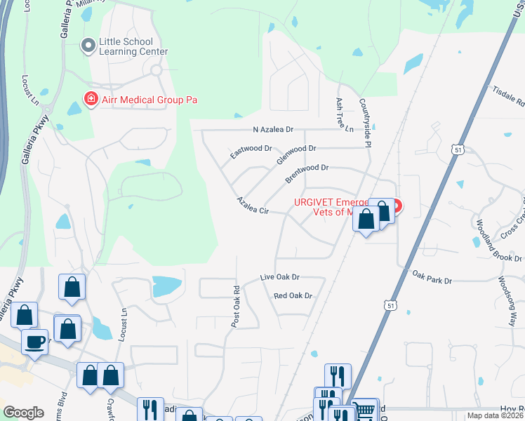 map of restaurants, bars, coffee shops, grocery stores, and more near 190 Azalea Circle in Madison