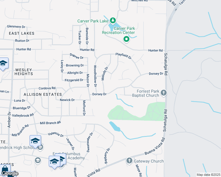 map of restaurants, bars, coffee shops, grocery stores, and more near 6601 Dorsey Drive in Columbus