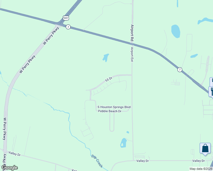 map of restaurants, bars, coffee shops, grocery stores, and more near 1501 Quail Run Lane in Perry