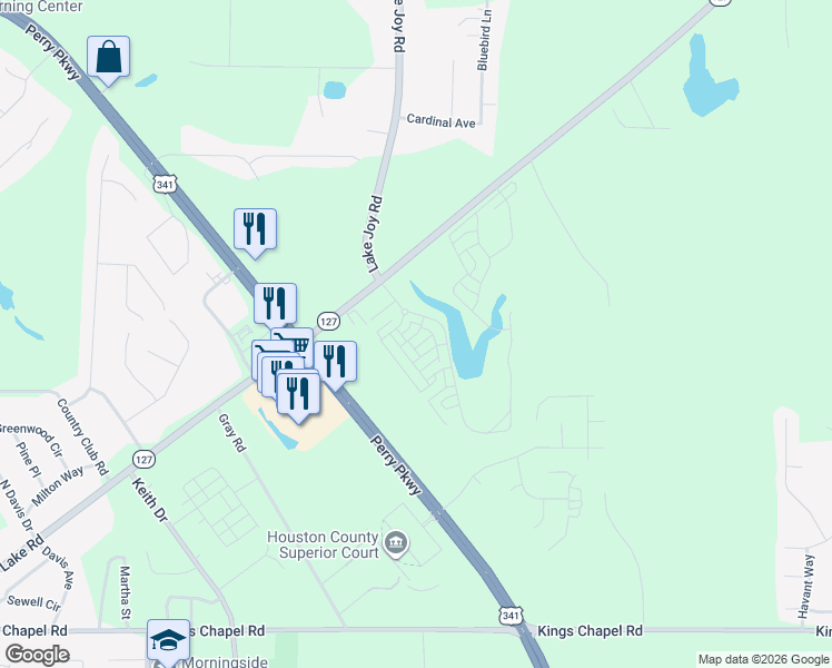 map of restaurants, bars, coffee shops, grocery stores, and more near Ensemble Boulevard in Perry
