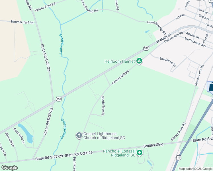map of restaurants, bars, coffee shops, grocery stores, and more near 699 Carters Mill Road in Ridgeland