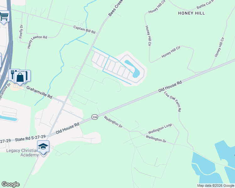 map of restaurants, bars, coffee shops, grocery stores, and more near 561 Old House Road in Ridgeland