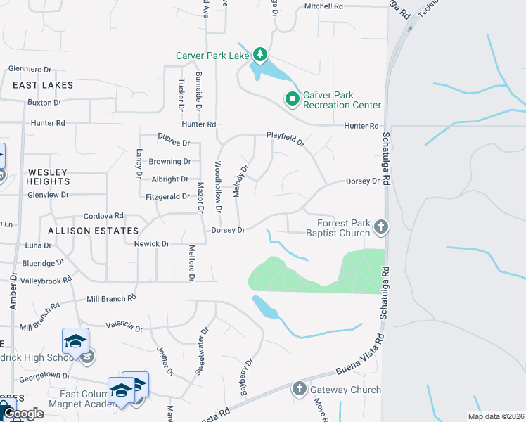 map of restaurants, bars, coffee shops, grocery stores, and more near 6601 Dorsey Drive in Columbus