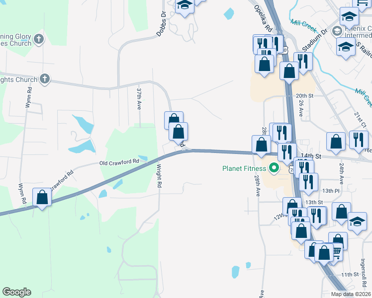 map of restaurants, bars, coffee shops, grocery stores, and more near 3201 U.S. 80 in Phenix City