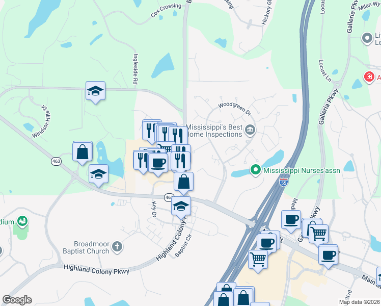 map of restaurants, bars, coffee shops, grocery stores, and more near 123 Bellingham Drive in Madison