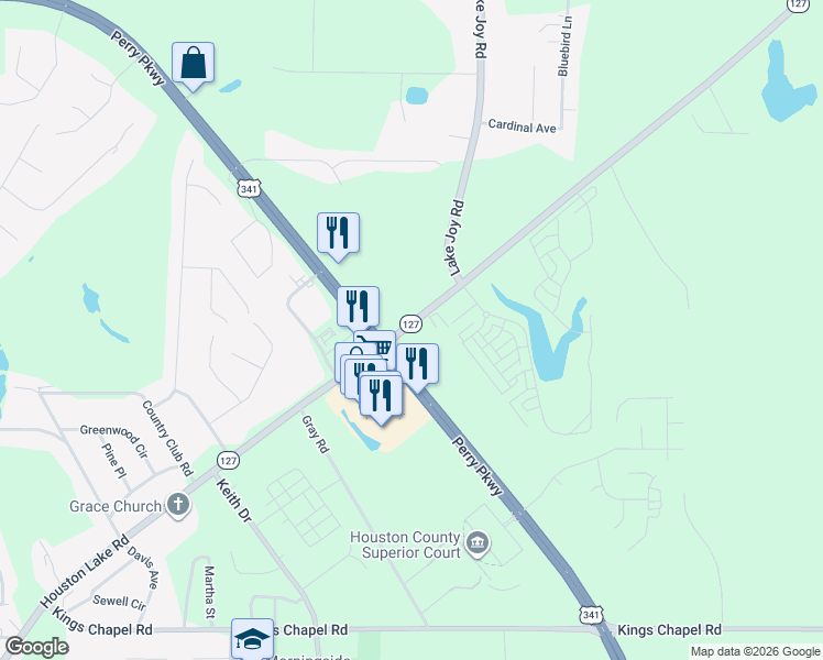 map of restaurants, bars, coffee shops, grocery stores, and more near in Perry