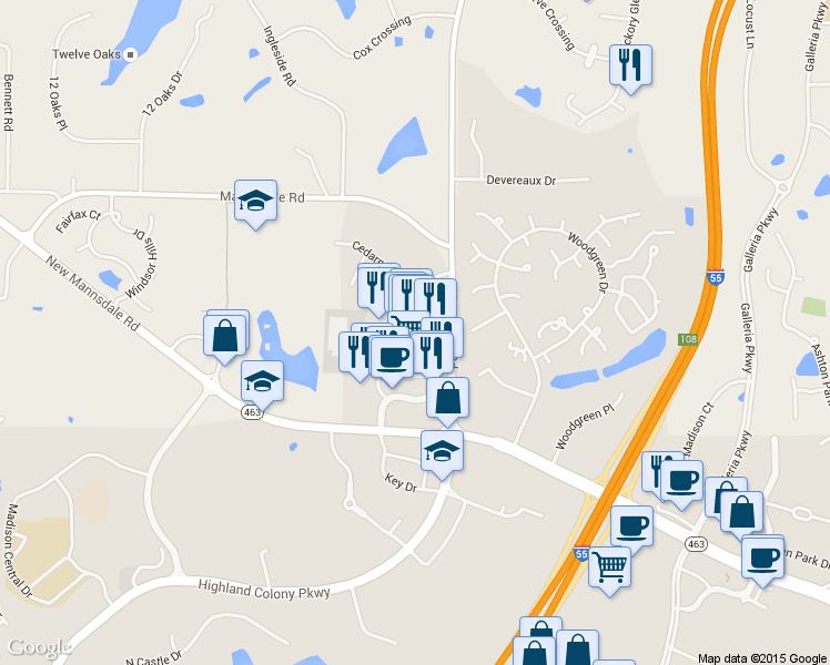 map of restaurants, bars, coffee shops, grocery stores, and more near 111 Colony Crossing Way in Madison