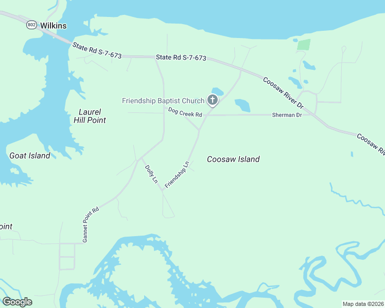 map of restaurants, bars, coffee shops, grocery stores, and more near 70 Friendship Lane in Beaufort