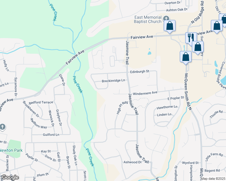 map of restaurants, bars, coffee shops, grocery stores, and more near 524 Breckinridge Lane in Prattville