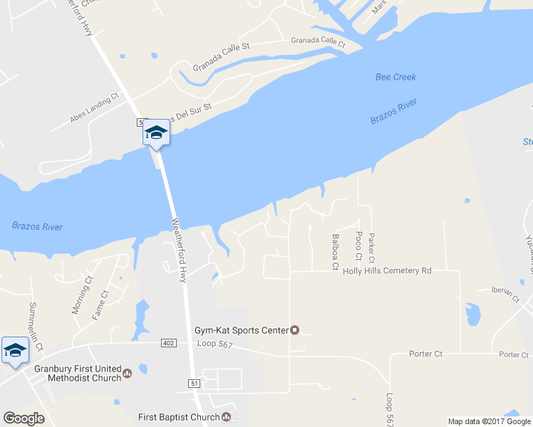 map of restaurants, bars, coffee shops, grocery stores, and more near 326 Siesta Court in Granbury