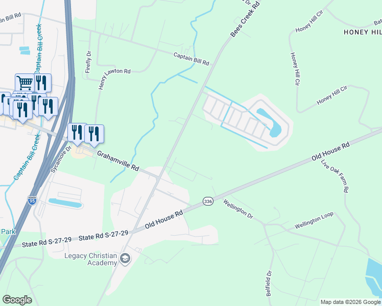 map of restaurants, bars, coffee shops, grocery stores, and more near 3214 Bees Creek Road in Ridgeland