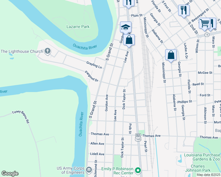map of restaurants, bars, coffee shops, grocery stores, and more near 202 Hippolyte Ave in Monroe