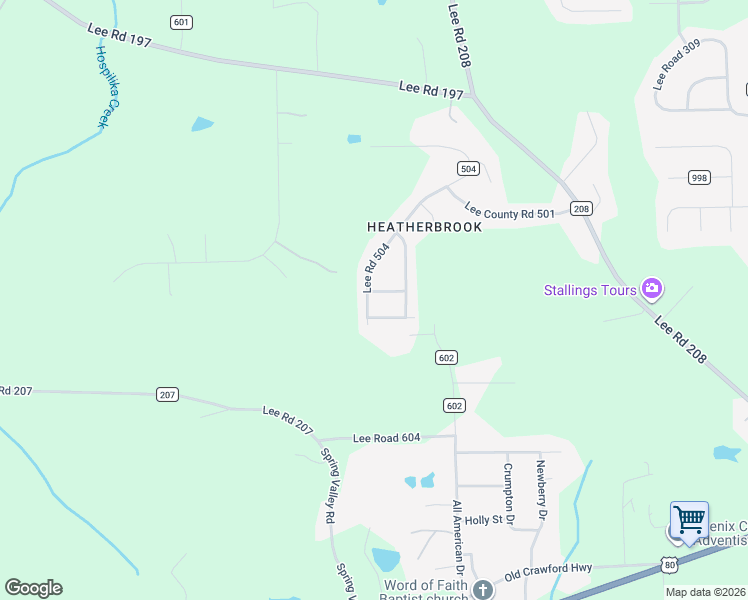 map of restaurants, bars, coffee shops, grocery stores, and more near 499 Lee Road in Phenix City