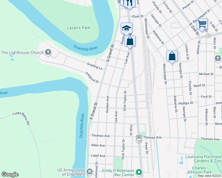 map of restaurants, bars, coffee shops, grocery stores, and more near 202 Hippolyte Ave in Monroe