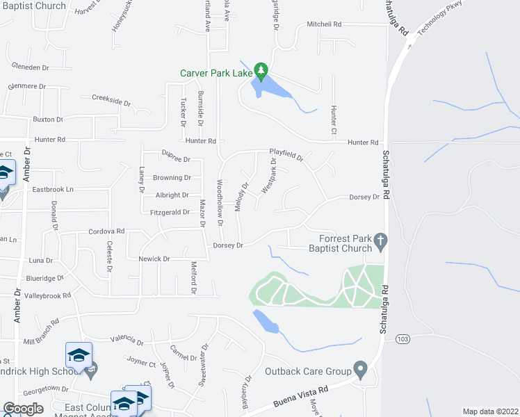 map of restaurants, bars, coffee shops, grocery stores, and more near 1812 Westpark Drive in Columbus