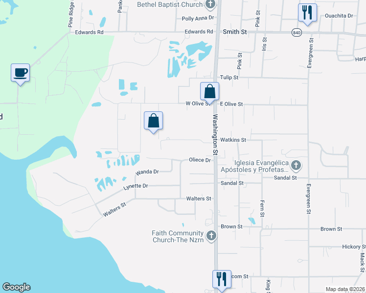 map of restaurants, bars, coffee shops, grocery stores, and more near 109 Vernon Dr in West Monroe