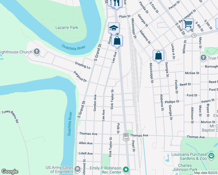 map of restaurants, bars, coffee shops, grocery stores, and more near 304 Hippolyte Avenue in Monroe