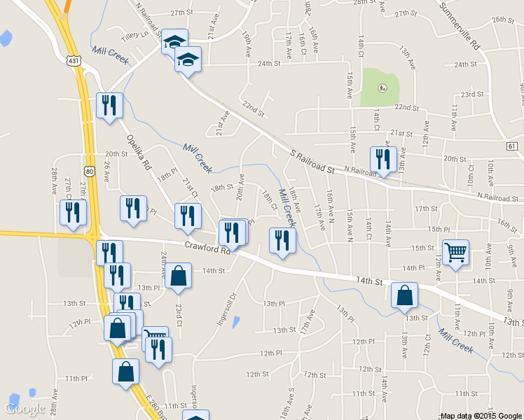 map of restaurants, bars, coffee shops, grocery stores, and more near 1808 16th Place in Phenix City
