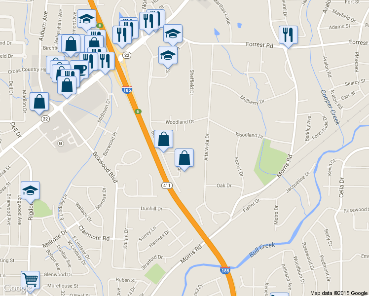 map of restaurants, bars, coffee shops, grocery stores, and more near 1452 Box Circle in Columbus