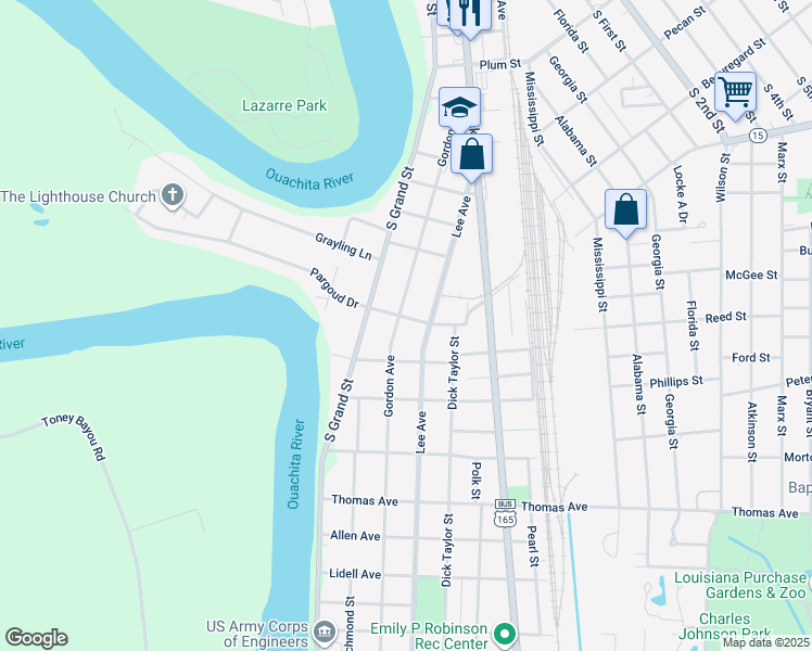 map of restaurants, bars, coffee shops, grocery stores, and more near 202 Hippolyte Avenue in Monroe