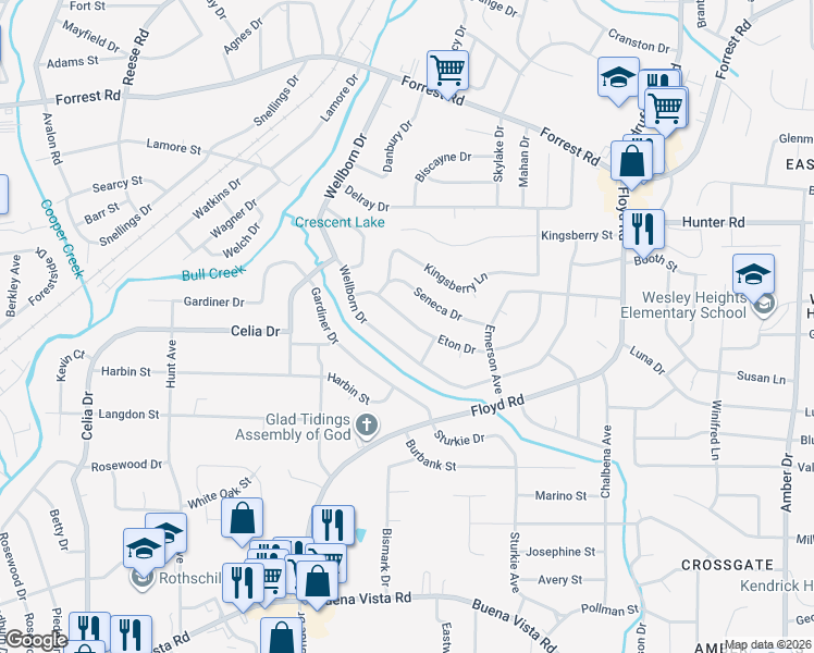 map of restaurants, bars, coffee shops, grocery stores, and more near 5046 Eton Drive in Columbus
