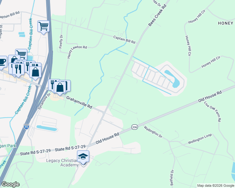 map of restaurants, bars, coffee shops, grocery stores, and more near 3214 Bees Creek Road in Ridgeland