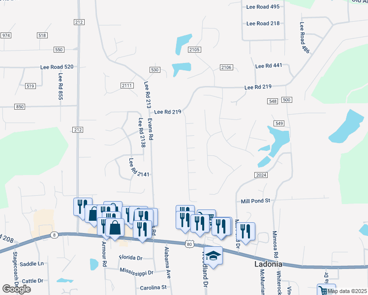 map of restaurants, bars, coffee shops, grocery stores, and more near 10 Lee Road 2173 in Phenix City