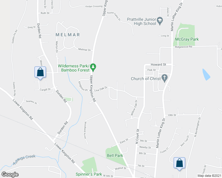 map of restaurants, bars, coffee shops, grocery stores, and more near 601 Stirling Ridge in Prattville
