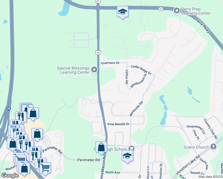 map of restaurants, bars, coffee shops, grocery stores, and more near 200 Bristol Street in Perry