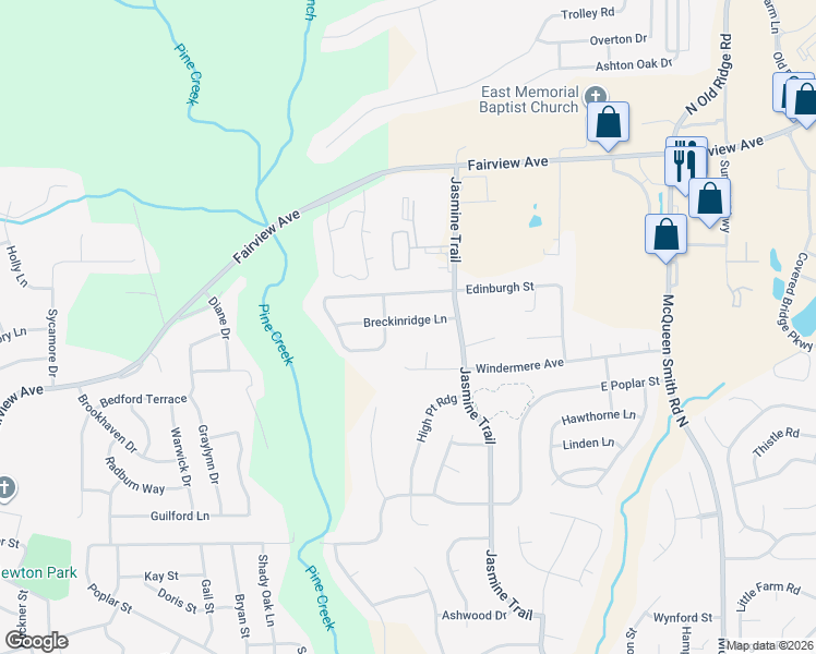 map of restaurants, bars, coffee shops, grocery stores, and more near 524 Breckinridge Lane in Prattville
