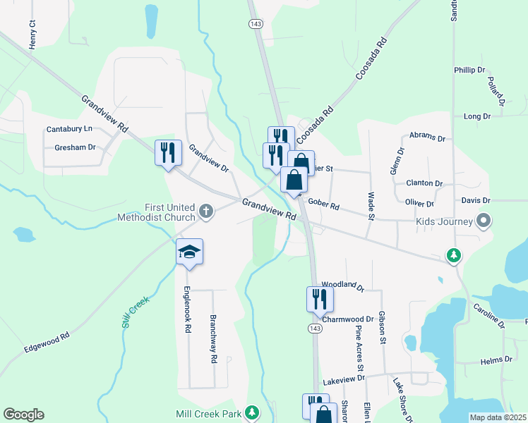 map of restaurants, bars, coffee shops, grocery stores, and more near 3113 Park Circle in Millbrook