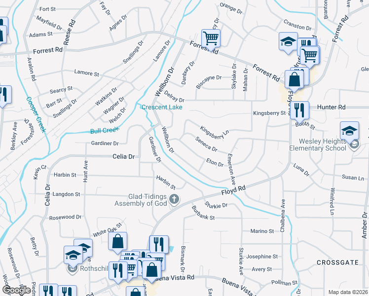 map of restaurants, bars, coffee shops, grocery stores, and more near 5046 Eton Drive in Columbus