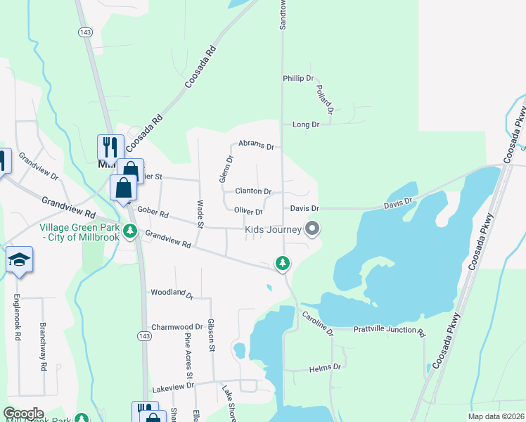 map of restaurants, bars, coffee shops, grocery stores, and more near 4091 Oliver Drive in Millbrook