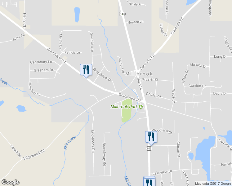 map of restaurants, bars, coffee shops, grocery stores, and more near Edgewood Road in Millbrook