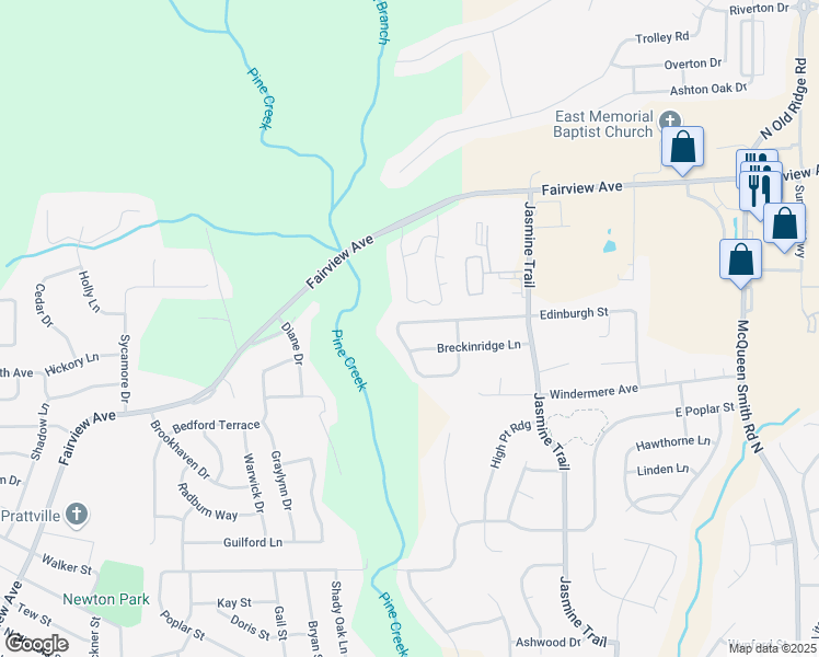 map of restaurants, bars, coffee shops, grocery stores, and more near 1763 Edinburgh Street in Prattville