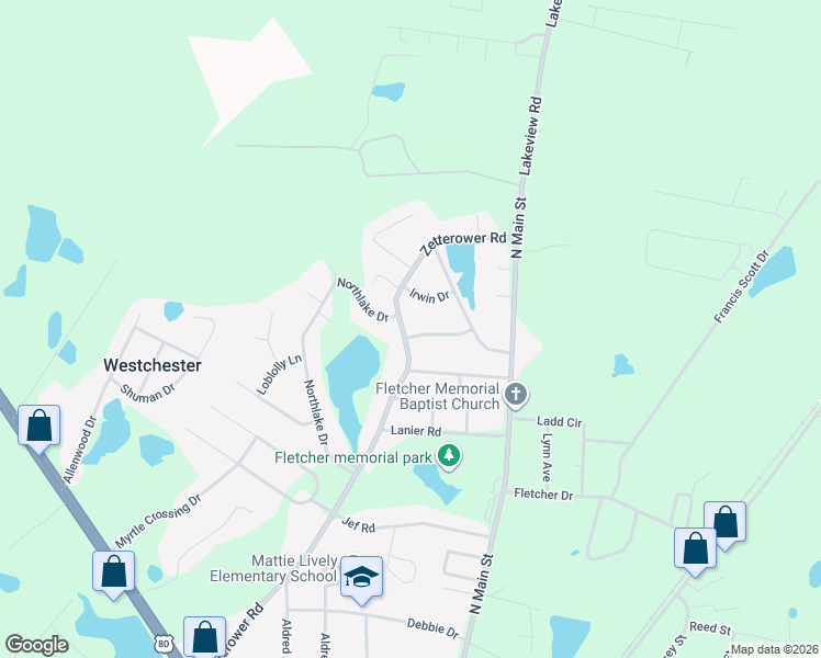 map of restaurants, bars, coffee shops, grocery stores, and more near 508 Zetterower Road in Statesboro