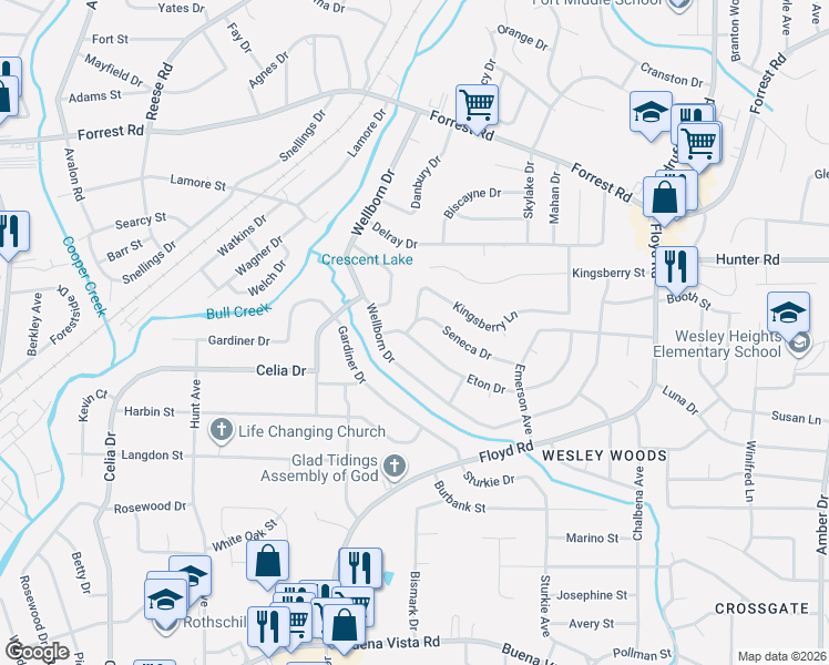 map of restaurants, bars, coffee shops, grocery stores, and more near 5032 Seneca Drive in Columbus