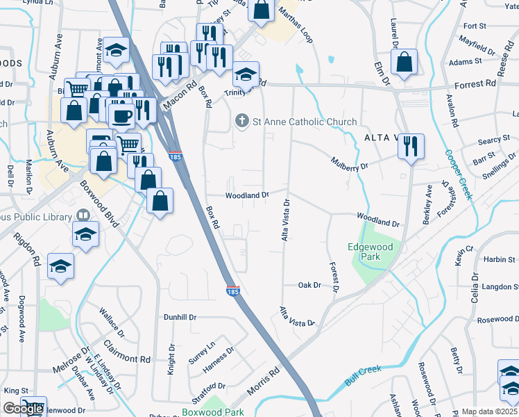 map of restaurants, bars, coffee shops, grocery stores, and more near 1552 Holland Avenue in Columbus