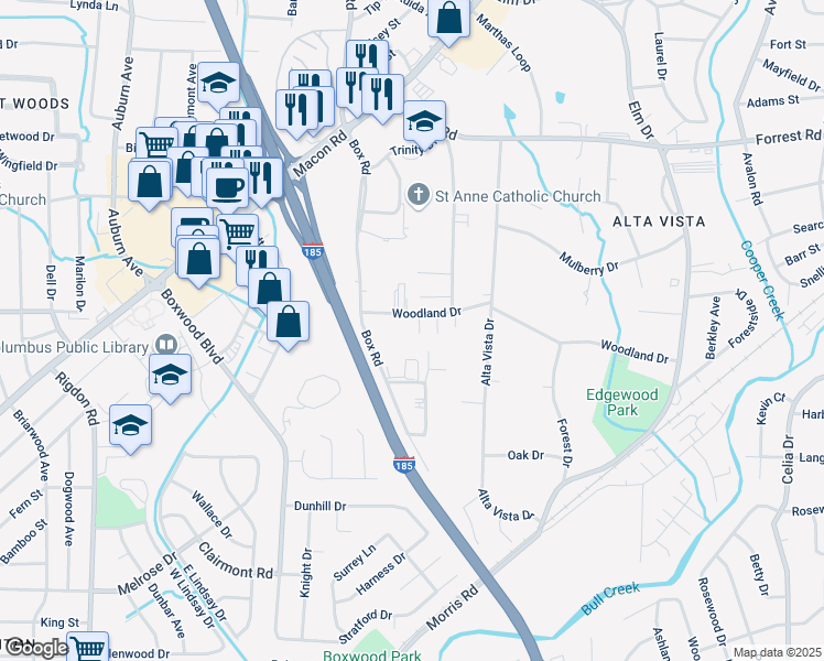 map of restaurants, bars, coffee shops, grocery stores, and more near 1557 Violet Avenue in Columbus