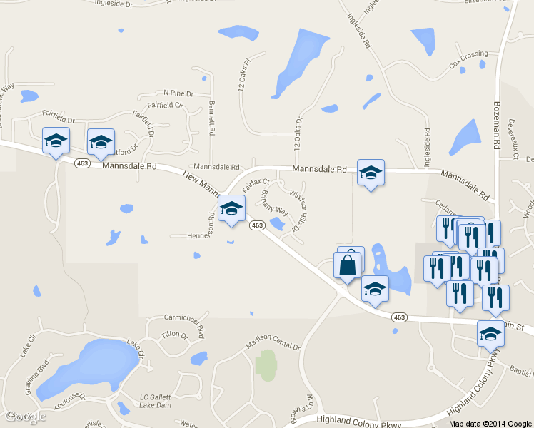 map of restaurants, bars, coffee shops, grocery stores, and more near 115 Brittany Way in Madison
