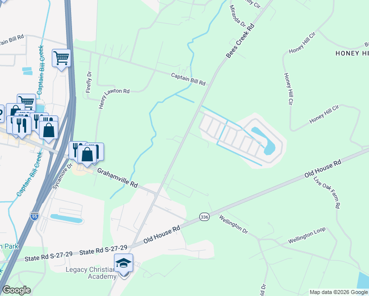 map of restaurants, bars, coffee shops, grocery stores, and more near 3265 Bees Creek Road in Ridgeland